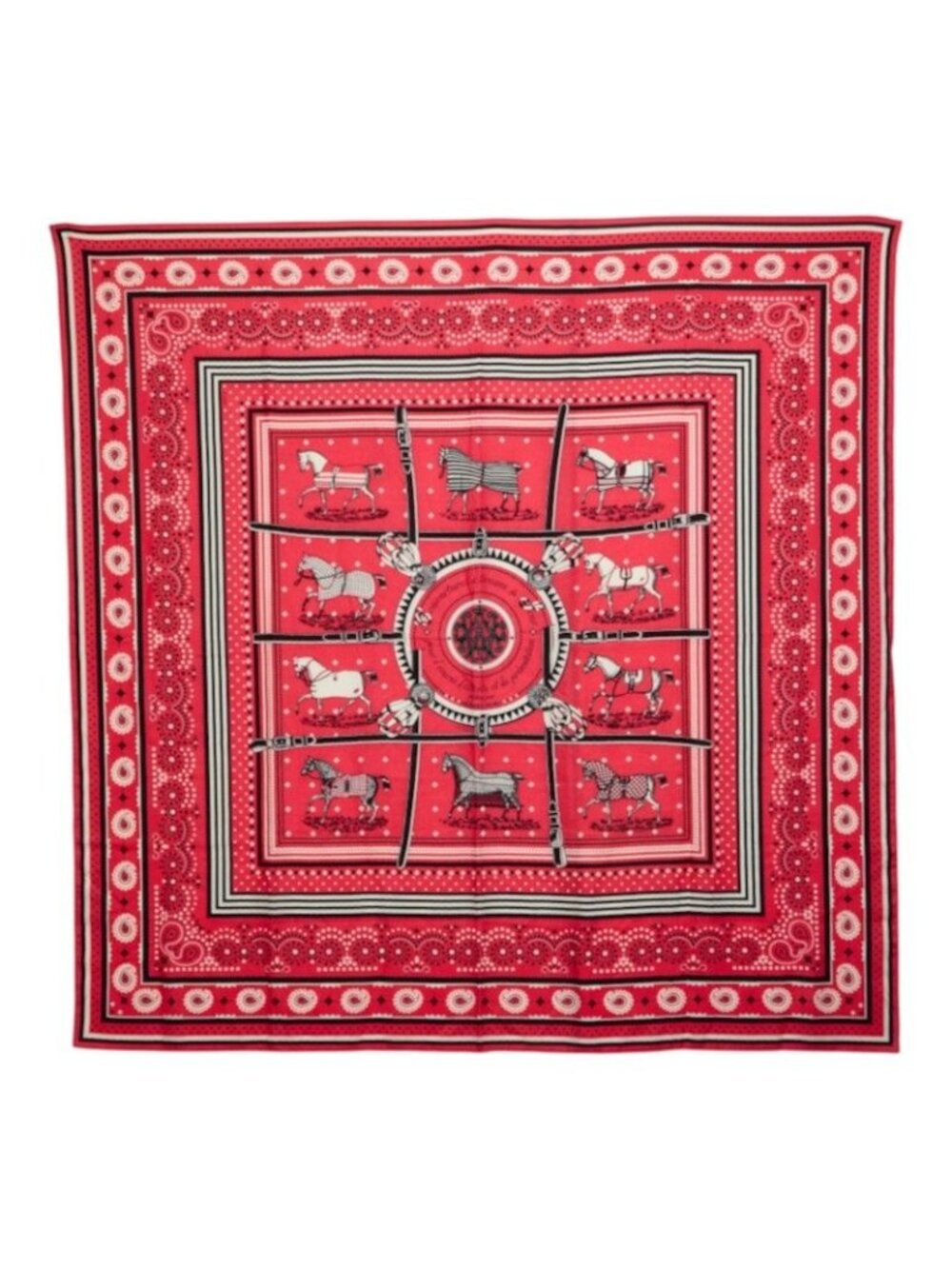 Hermes Carre Geant 140 Horse Bandana Shawl Large Scarf Pink Cashmere Silk